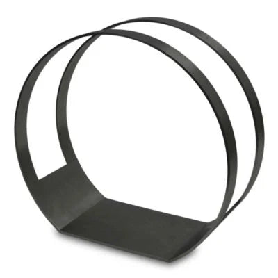 Pilgrim Modern Log Holder features clean lines and solid steel construction in a sleek black finish, perfectly balancing function and style for contemporary spaces.