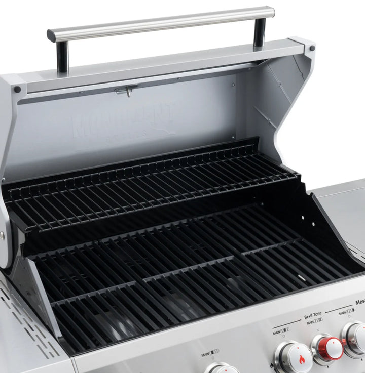 Barbecue grill with open lid on a white background