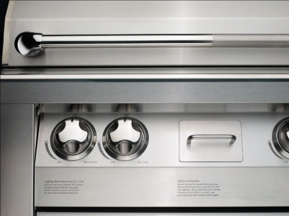 Vintage Grills 30-Inch Freestanding Gas Grill: premium #304 stainless steel construction, dual 27,500 BTU burners, infrared rotisserie system, and smoking drawer for versatile outdoor cooking.