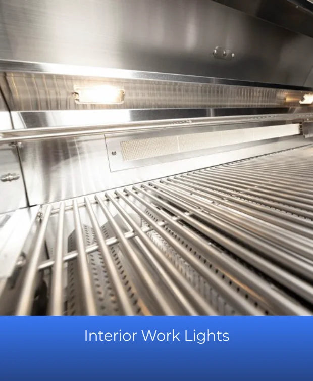 Broilmaster B-Series 'Fully Loaded' 40' Portable Gas Grill: premium stainless steel construction, five bow tie burners producing 70,000 BTUs, and extensive cooking space ideal for large gatherings.