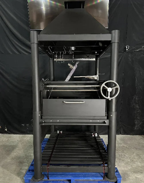 Tagwood 'The Beast On Steroids' Santa Maria Style Grill - massive cold-rolled steel and stainless steel construction features 3,363 sq. in. grilling area with six distinct cooking surfaces for ultimate outdoor culinary experience.