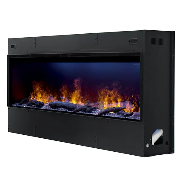 Dimplex 66-Inch Opti-Myst Linear Electric Fireplace features realistic ultrasonic flames and water vapor effects, customizable spacers and adjustable flame intensity for a personalized ambiance.