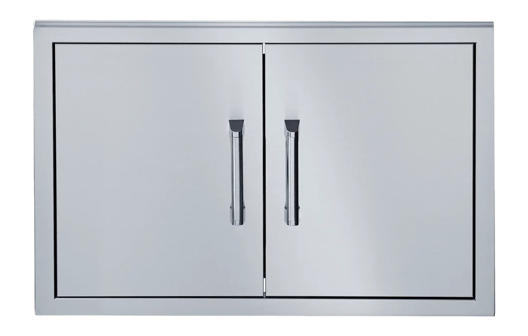 Broilmaster G Series 34" Double Door stainless steel access doors for outdoor kitchens, featuring soft-close hinges and durable construction.