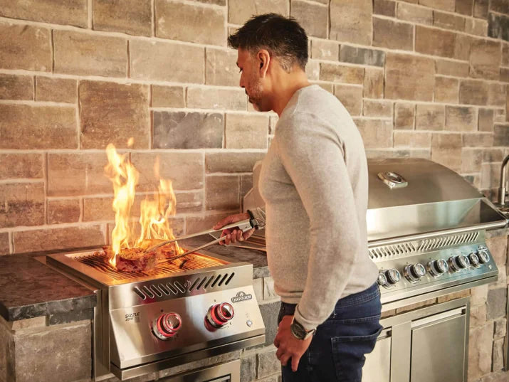 Napoleon Built-in 700 Series Infrared Dual Burner featuring dual 30,000 BTU infrared burners, reaching intense heat up to 1,800°F for professional-style searing and grilling.
