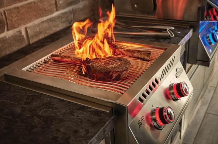 Napoleon Built-in 700 Series Infrared Dual Burner with Stainless Steel Cover features two 30,000 BTU infrared burners producing intense heat up to 1,800°F for perfect searing and grilling.