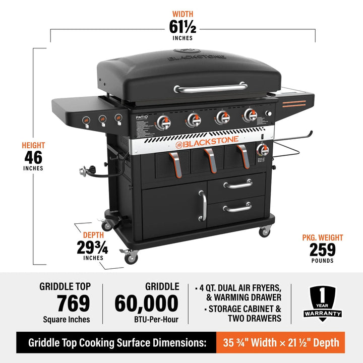 Blackstone- 36" Griddle W/ Air Fryer & Cabinets- 1923 - CozeeFlames.com