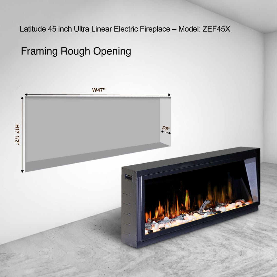 Litedeer Latitude 45-75" Ultra Linear Electric Fireplace with Smart App