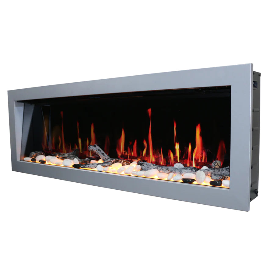 Litedeer Gloria II 58" Smart Push-in Electric Fireplace with App - ZEF58VS, Silver White