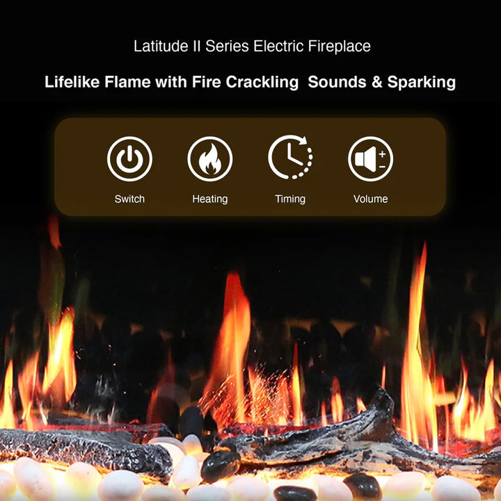 Litedeer Latitude II 48" Seamless Wall Mounted Electric Fireplace Wifi Smart with App - ZEF48X