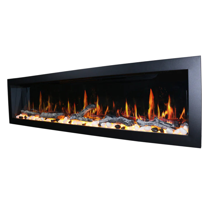 Litedeer Gloria II 78" Smart Push-in Electric Fireplace with App - ZEF78VS, Silver