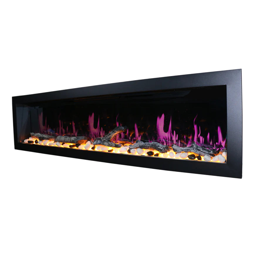 Litedeer Gloria II 78" Smart Push-in Electric Fireplace with App - ZEF78VS, Silver