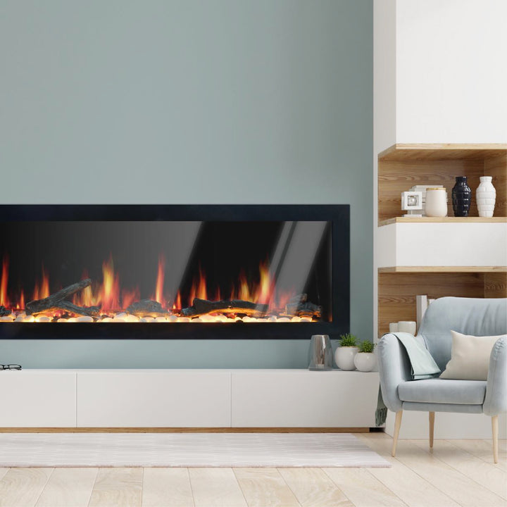 Litedeer Latitude II 48" Smart Control Electric Fireplace Wifi Enabled with Crystal Decor Media - ZEF48XC, Black