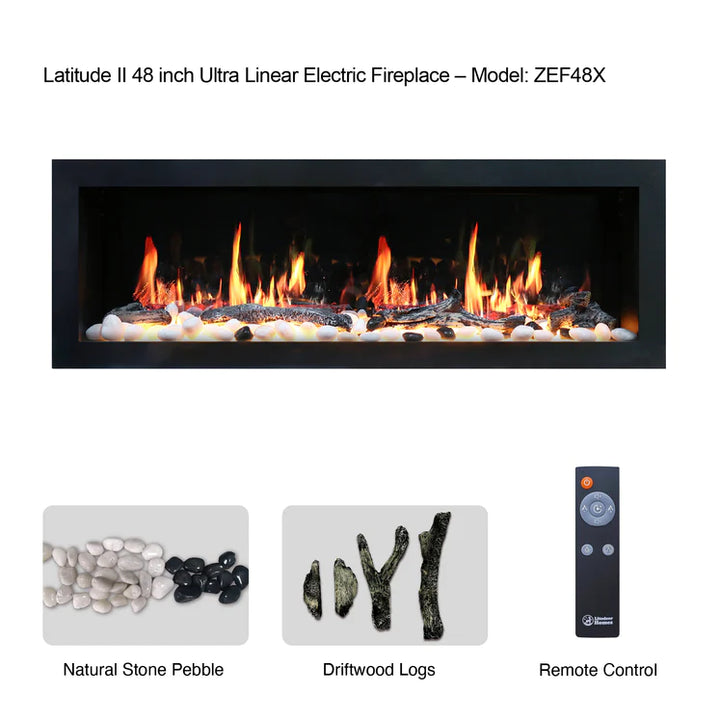 Litedeer Latitude II 48" Seamless Wall Mounted Electric Fireplace Wifi Smart with App - ZEF48X