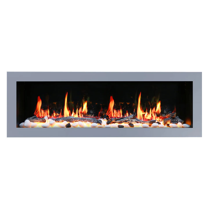 Litedeer Gloria II 58" Smart Push-in Electric Fireplace with App - ZEF58VS, Silver White