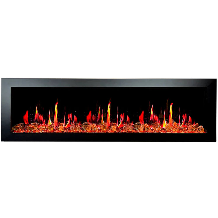 Litedeer Latitude ll 68" Smart Recess Wall Mounted Electric Fireplace with Amber Glass - ZEF68XA