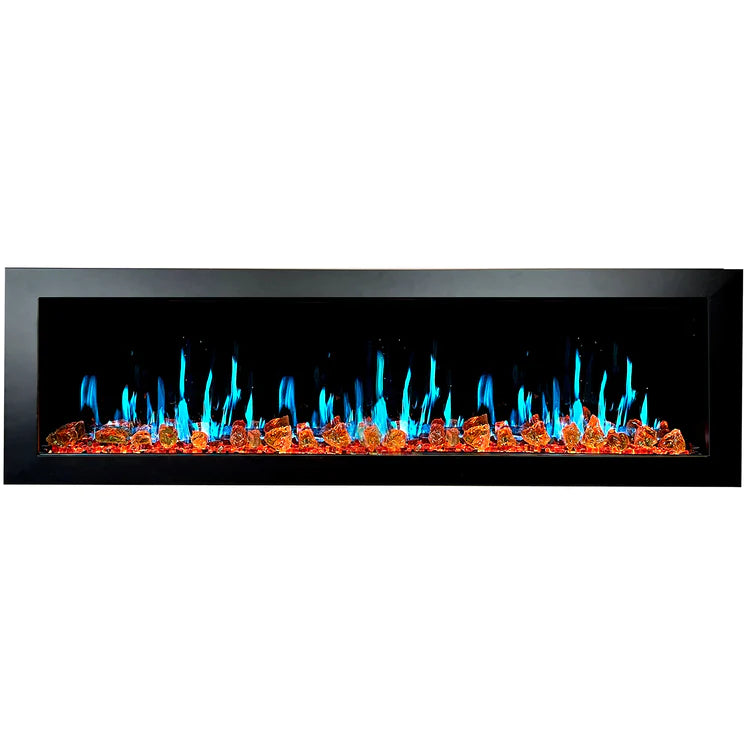 Litedeer Latitude ll 68" Smart Recess Wall Mounted Electric Fireplace with Amber Glass - ZEF68XA