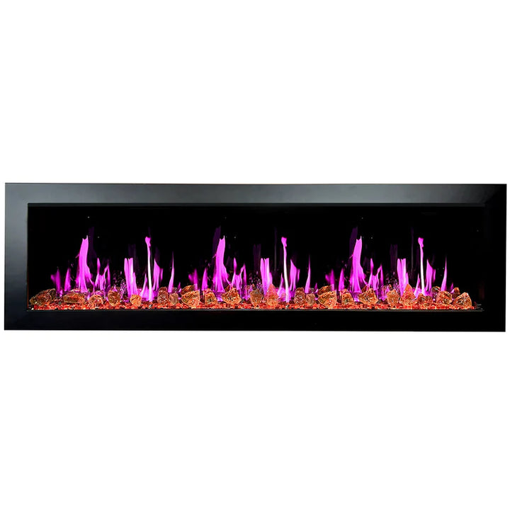 Litedeer Latitude ll 68" Smart Recess Wall Mounted Electric Fireplace with Amber Glass - ZEF68XA