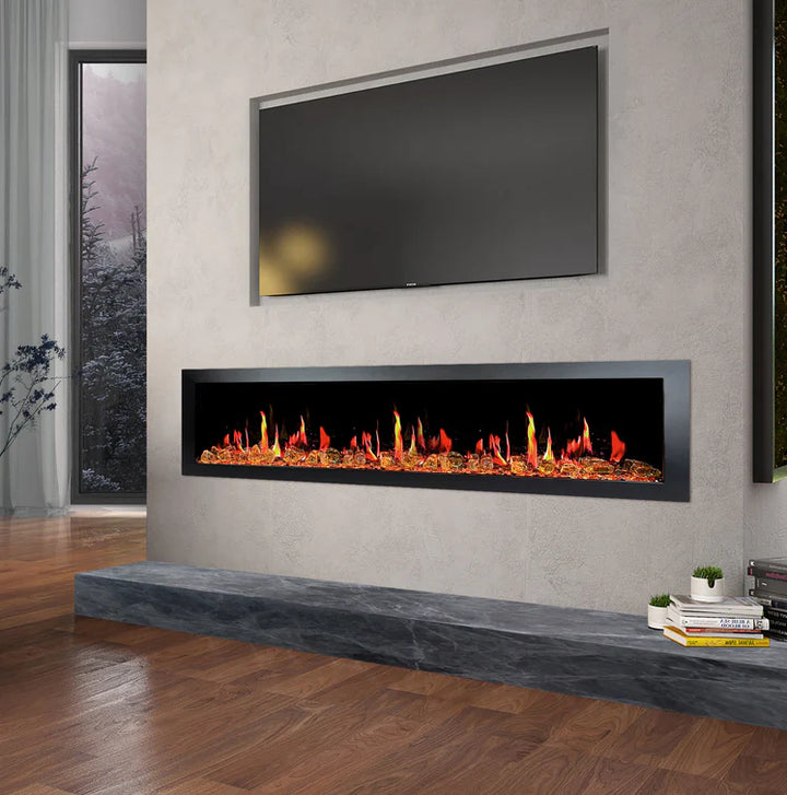 Litedeer Latitude ll 68" Smart Recess Wall Mounted Electric Fireplace with Amber Glass - ZEF68XA