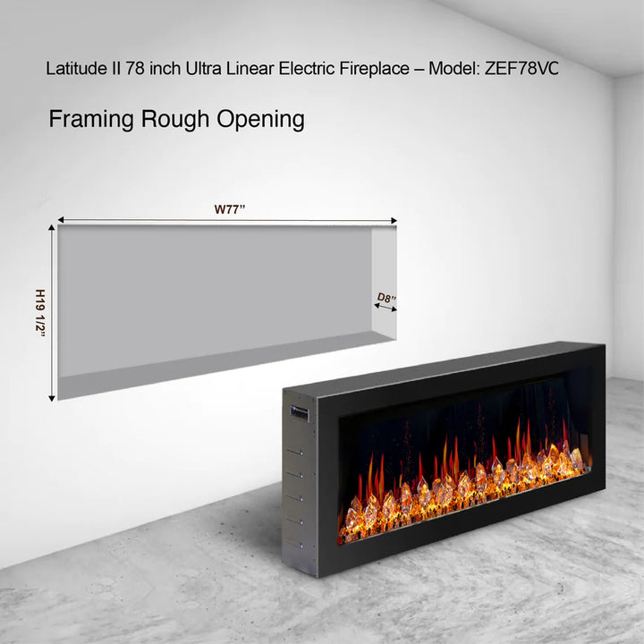 Litedeer Latitude ll 78-in Smart Control Electric Fireplace with App- ZEF78VC