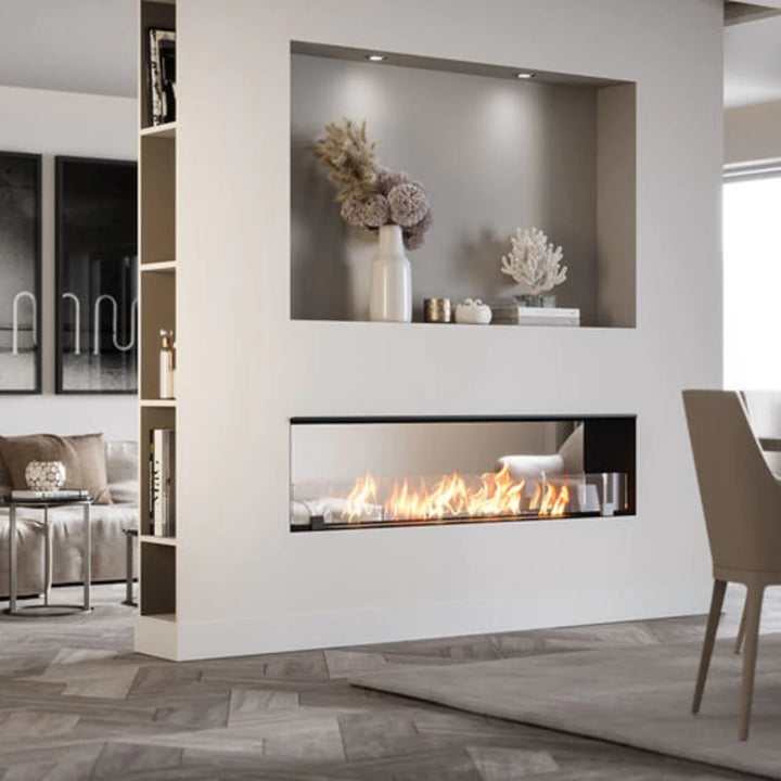 The Bio Flame 96-inch Firebox DS - See-though Ethanol Fireplace