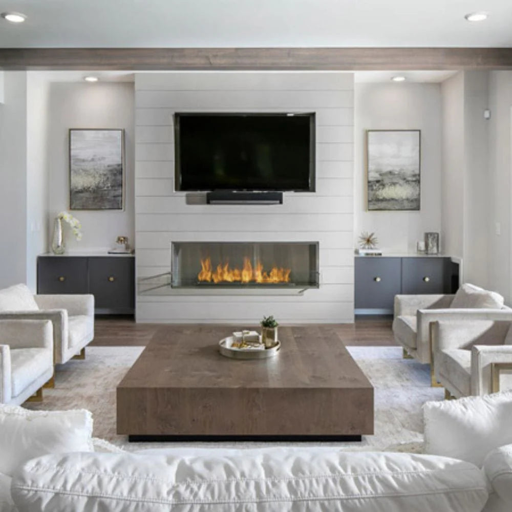The Bio Flame 96-inch Firebox SS - Built-in Ethanol Fireplace
