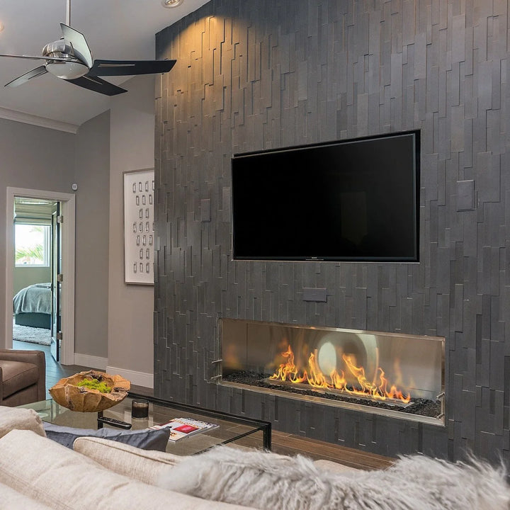 The Bio Flame 72-inch Firebox SS - Built-in Ethanol Fireplace